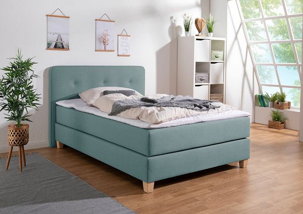 Home affaire Boxspringbett Fargo, inkl. Topper, in 3 Matratzenarten, in Samt- oder Strukturstoff