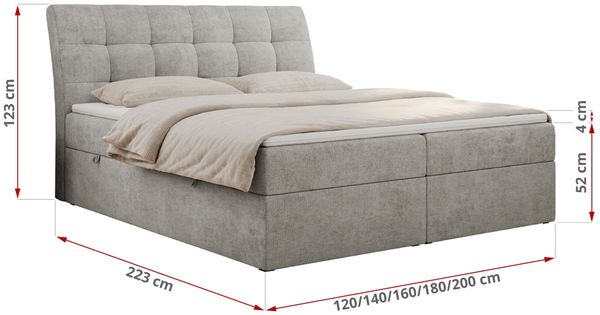 Boxspringbett Polsterbett mit Multipocket-Matratze und Topper - DIEGOS - 160x200cm - Hellgrau Stoff - H3 Bild 5