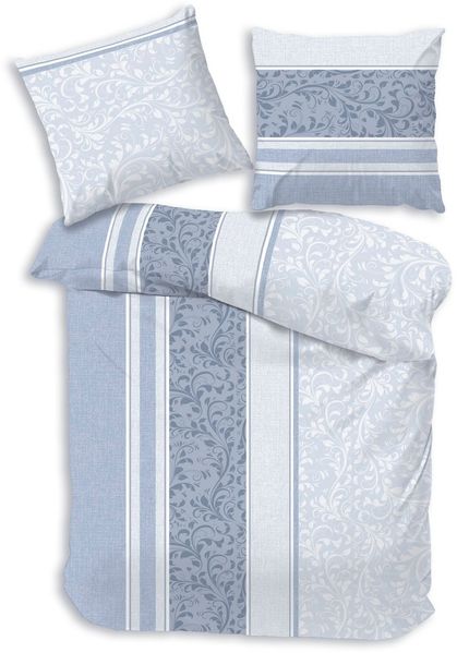 Träumschön Bettwäsche Premium Bettwäsche 135x200 - 80x80 cm Baumwolle, Ranken Hellblau, Baumwolle, 2 teilig, mit Reißverschluss, luftig und leicht Sommerbettwäsche