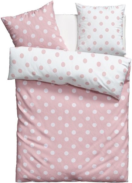 OTTO home Wendebettwäsche Dots, Polycotton recycelt, 2 teilig, ab Größe 135x200 cm, aus recyceltem Material, Bettwäsche mit Punkten