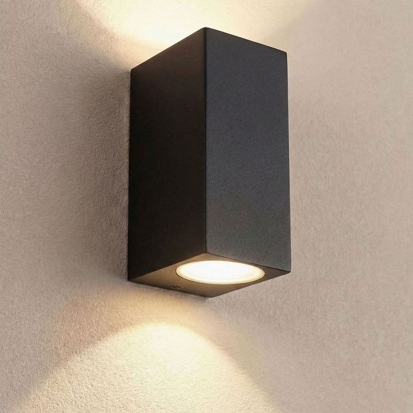Maxkomfort Außen-Wandleuchte Up & Down Wandlampe GU10, schwarz/weiß/silber, IP44, 1 bis 2-flammig, ohne Leuchtmittel, Modern, IP44 - wetterfest, exkl. Leuchtmittel