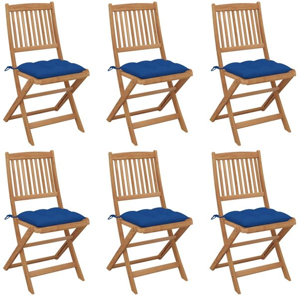vidaXL Klappbare Gartenstühle 6 Stk. mit Kissen Massivholz Akazie 3075019