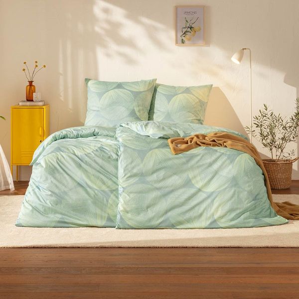 Estella Mako Jersey Bettwäsche 135x200 Dora achat Punkte Kreise grün 6220-585