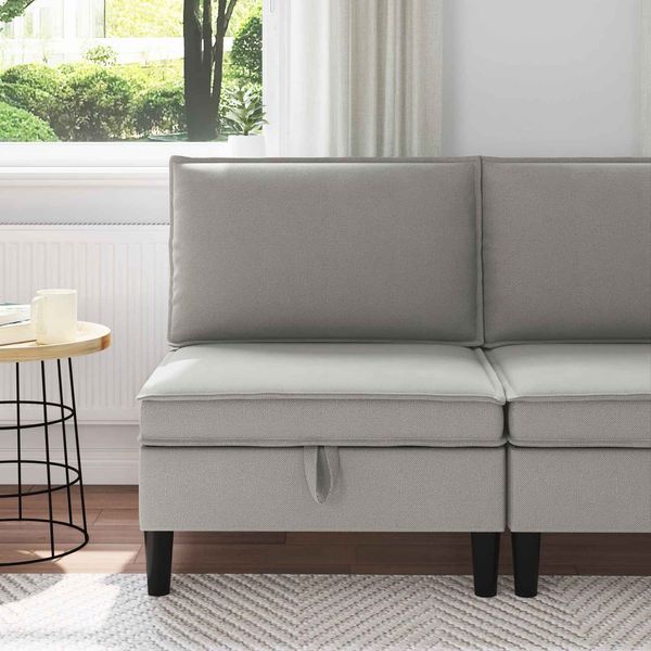 vidaXL Mittelsofa mit Stauraum Hellgrau Samt 42027119