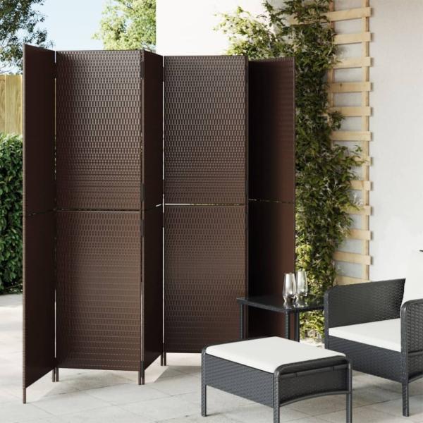 vidaXL Paravent 6-tlg. Braun Poly Rattan 365353