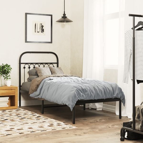 vidaXL Bettgestell mit Kopfteil Metall Schwarz 80x200 cm 376591