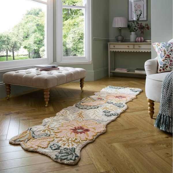 FLAIR RUGS Wollteppich Daphne Floral, 100% Wolle, rechteckig, Höhe: 10 mm, organischen Blumenmotive, Wohnzimmer, Schlafzimmer, Esszimmer