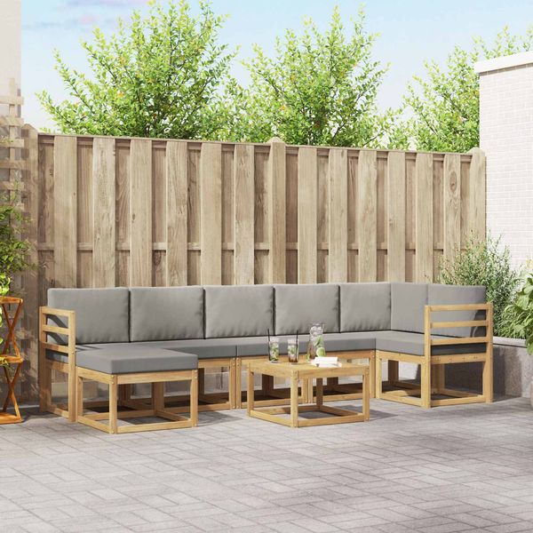 vidaXL Outdoor-Sofagarnitur mit Kissen 8 pcs Weiß und Hellgrau 3387965