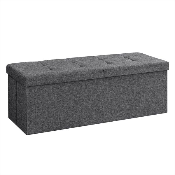 Faltbare Sitzbank Sitztruhe 120 L Halbdeckel Seitlich klappbar Max. Statische Belastbarkeit 300 kg Dunkelgrau 110 x 38 x 38 cm LSF76GYZ