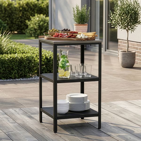 Outdoor Standregal Bolognano 92x50x50 cm Schwarz/Silber [casa. pro]