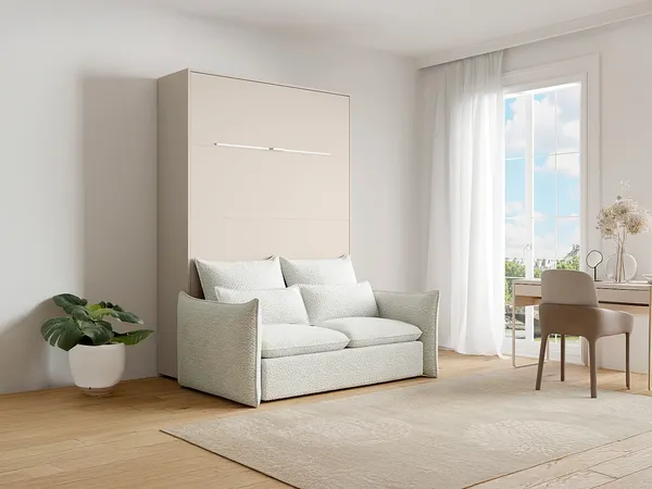 Vente-unique - RAPILI Bett Holz, Platte Beige - B 133 cm239,2 cm x H 225,2 cm x L 200 cm
