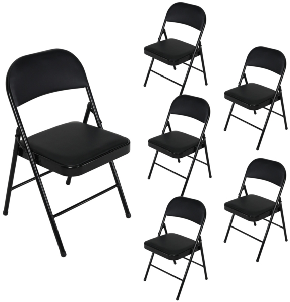 HTI-Living Gestell Schwarz 6er-Set Klappstuhl Kunstleder