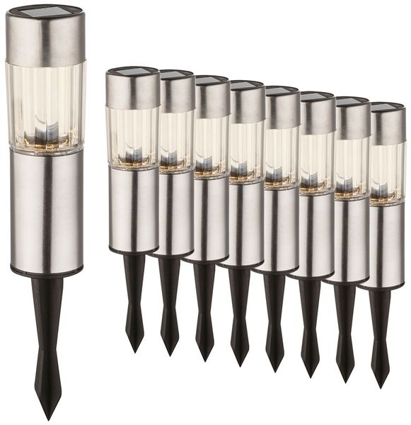8x LED Edelstahl Solarlampen für den Außenbereich