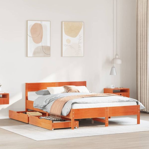 vidaXL Massivholzbett ohne Matratze Wachsbraun 120x200 cm Kiefernholz 3301754