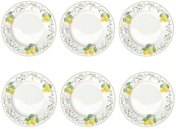 EasyLife Speiseteller Fleurs et Citrons, Spülmaschinengeeignet, Mehrfarbig, Zitronen, ⌀ 26.5cm, Mehrfarbig