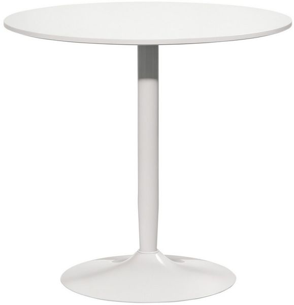 HOMCOM Esstisch 80x80 cm rund Küchentisch für 2 Personen Esszimmertisch mit Stahlbein, Rutschfester Fußauflage Säulentisch moderner Kaffeetisch für Küche, Esszimmer und Wohnzimmer Weiß