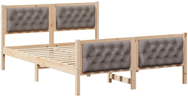 vidaXL Bettrahmen mit Kopfteil Taupe 140 x 200 cm Massives Kiefernholz 3394291