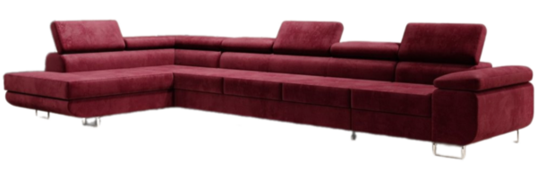 Designer Sofa Maxi mit Schlaf - und Klappfunktion Bordeaux Samt Links