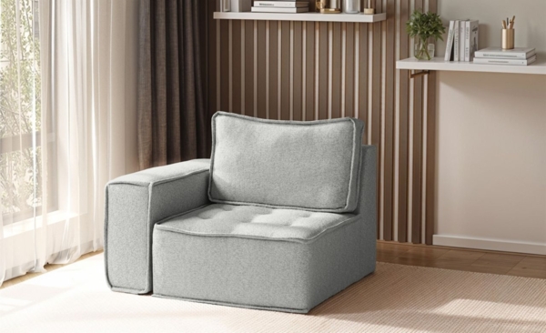 Sessel SANDE 1-Sitzer Modul Stoff Alpine Hellgrau Seite Links