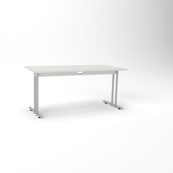 Rheinland Möbel Statio Schreibtisch 160x80 cm höhenverstellbar ±10 mm in Grau – großzügiger Bürotisch für Homeoffice & Büro, gerader Fuß, Kabelwanne, einfache Montage, FSC® zertifiziert