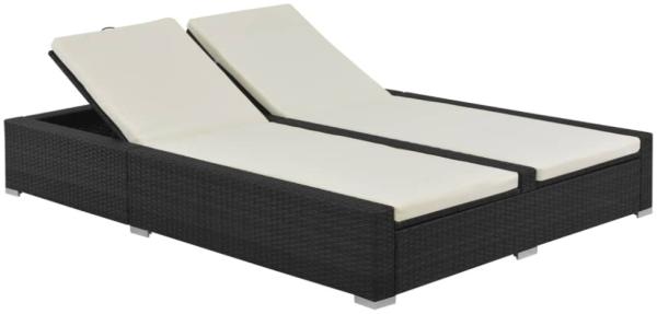 vidaXL Doppel-Sonnenliege Poly Rattan Schwarz 44752