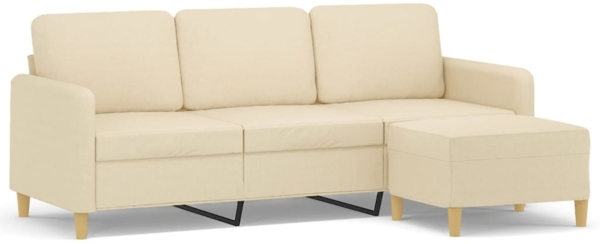 vidaXL 3-Sitzer-Sofa mit Hocker Creme 180 cm Stoff 3201194