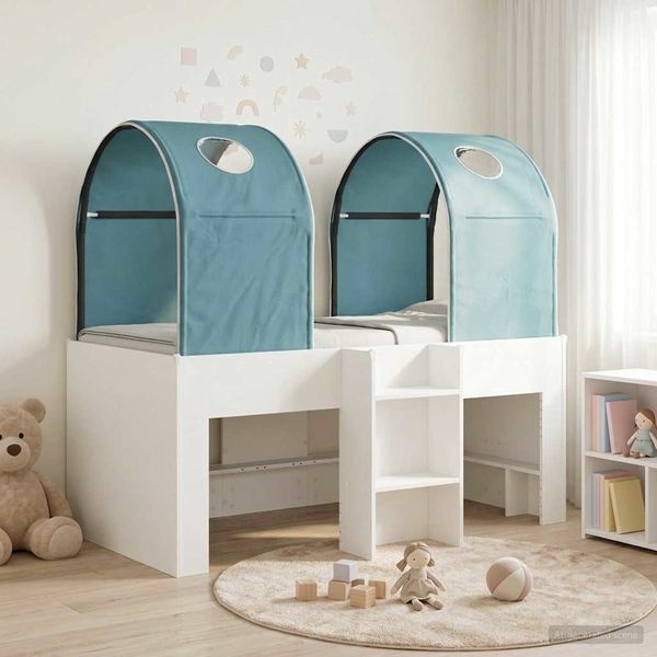 vidaXL Bett mit Tunnel 4 pcs Weiß und Hellblau Holzwerkstoff 3423486