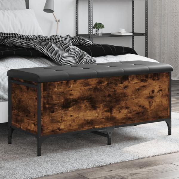 vidaXL Sitzbank mit Stauraum Räuchereiche 102x42x45 cm Holzwerkstoff 835149