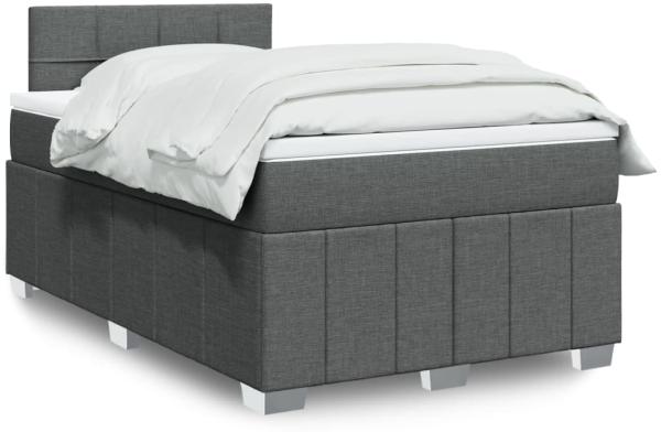 vidaXL Boxspringbett mit Matratze Dunkelgrau 120x200 cm Stoff 3289336