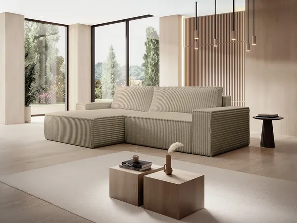 Vente-unique - AMELIA Sofa SamtStoff Schokoladenbraun - B 167 cm x H 85 cm x L 267 cm