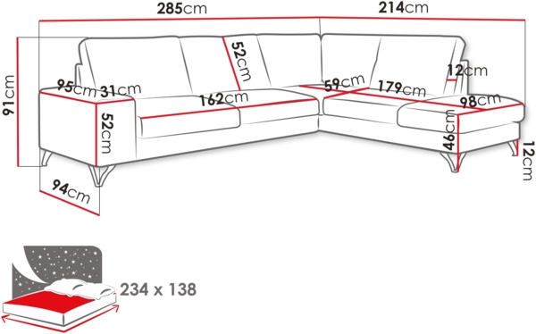 Ecksofa Oddo Bis (Farbe: Verita 28, Seite: Rechts - L4+L2F+R3F) Bild 6