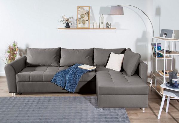 COLLECTION AB Ecksofa Jana XL L-Form, B: 250 cm, Bettfunktion, Bettkasten & 1 Zierkissen, Federkern