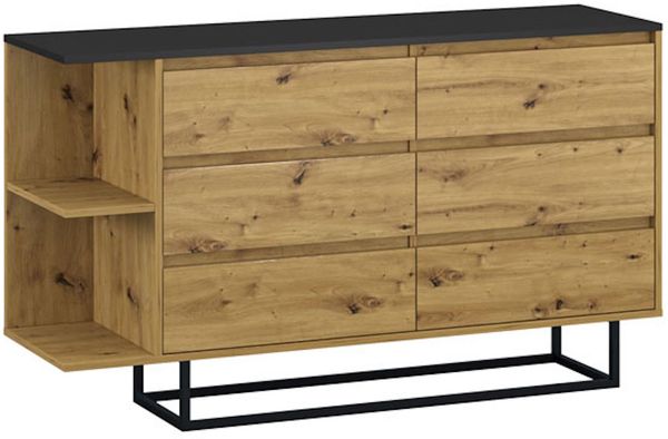 Kommode Coco Schubladenkommode 140x40x81cm schwarz Artisan Eiche