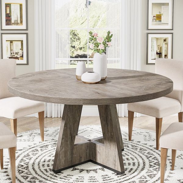 Tribesigns Esstisch Runder Esstisch, Küchentisch für Esszimmer Wohnzimmer, 120 cm