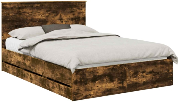 vidaXL Bettrahmen Geräucherte Eiche 135 x 190 cm Ingenieurs Holz 3411128