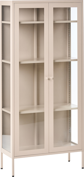 Vitrine mit Glastüren HARTY Metall 80 cm Hellbeige