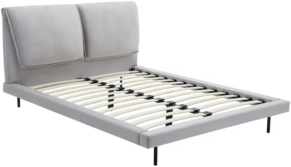 Vente-unique - IBEDIA Bett SamtStoff Grau - B 213 cm x H 100 cm x L 161 cm Bild 2