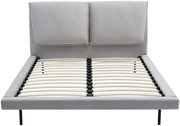 Vente-unique - IBEDIA Bett SamtStoff Grau - B 213 cm x H 100 cm x L 161 cm Bild 3