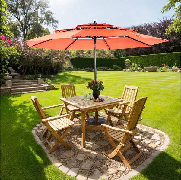 LVHOM Sonnenschirm (Modell B)294x294cm, Super winddicht, einstellbarer Schirmwinkel
