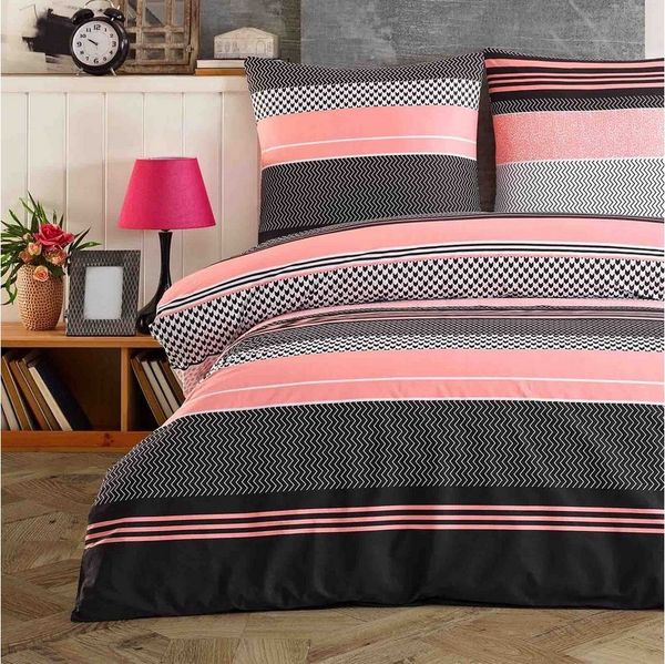 Buymax Bettwäsche Zigo, Renforcé, 4 teilig, Bettbezug-Set 155x220 cm 100% Baumwolle mit Reißverschluss, Streifen