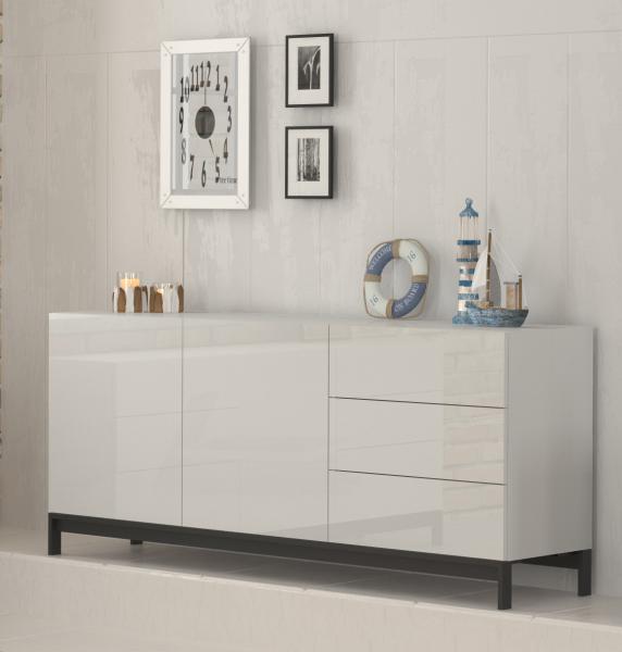 Sideboard >Mercogliano< in Weiß-Hochglanz - 170x73x40cm (BxHxT)
