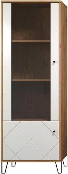 Places of Style Standvitrine Tarragona mit Fräsungen in Rautenoptik, H/B 172/63 cm