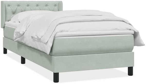 vidaXL Boxspringbett mit Matratze Hellgrau 80x220 cm Samt 3318387