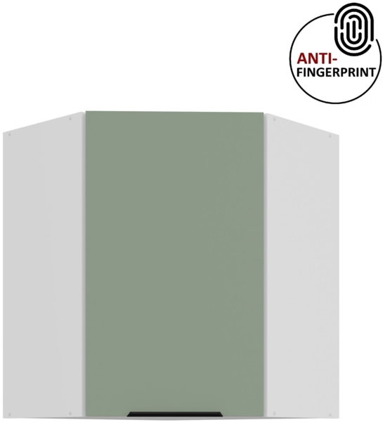 Küchen Eckhängeschrank 60x60 cm Küche ARIA Aquamarin ultra matt + Weiss matt, hochwertige Fronten mit Anti Fingerprint Beschichtung Küchenzeile Küchenblock +32