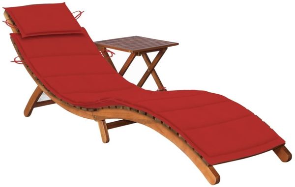 vidaXL Sonnenliege mit Tisch und Auflage Massivholz Akazie 3061593