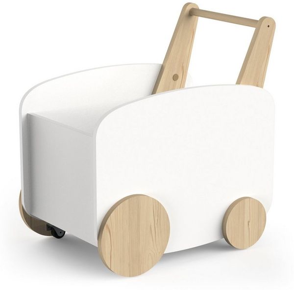 habeig Spielzeugtruhe Spielzeugbox Spielwagen Spielauto MDF Holz 55x53x35 cm 7kg, inklusive 4 Rädern zum Bewegen der Spielzeugtruhe