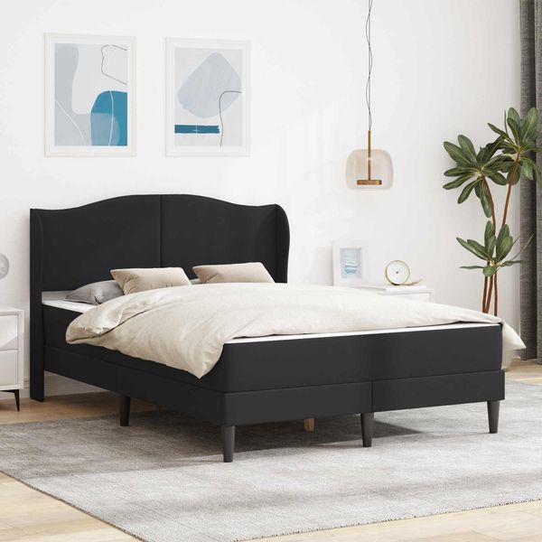 vidaXL Bettrahmen mit Kopfteil Schwarz 140 x 190 cm Kunstleder 3415152