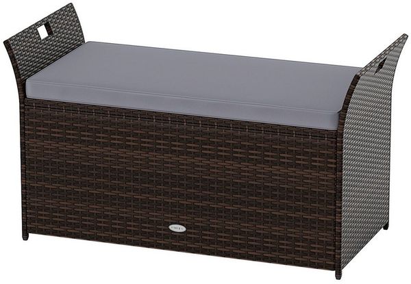 COSTWAY Gartenbank, Gartenbox, 2-Sitzer, Polyrattan, mit Kissen