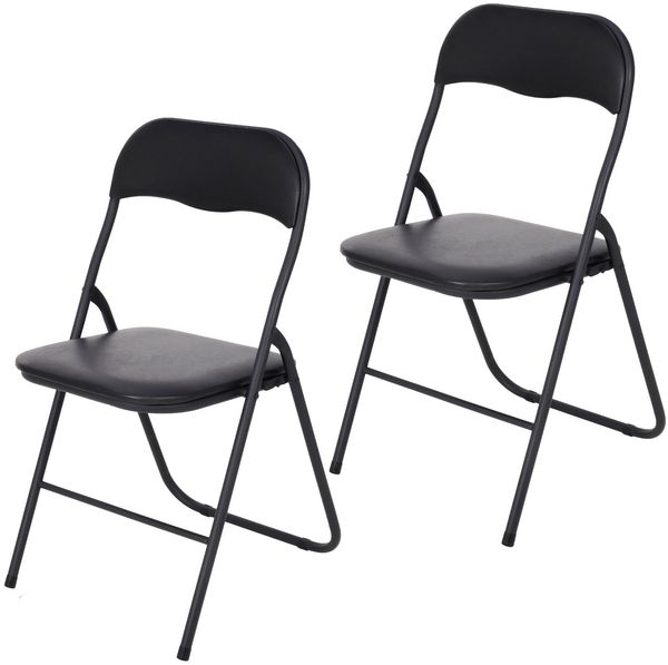 Brixy 2er Set Klappstühle - Klappstühle - PVC - Esstischstühle - Klappstühle - 43 x 47 x 80 cm - Stühle - Schwarz