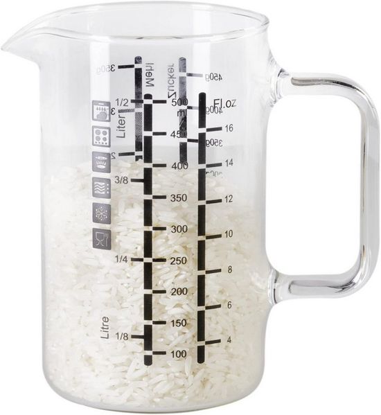Wenco Messbecher 500 ml Glas hitzebeständig, Küchenbehälter, (1-St, ca. 13 x 13 x 8 cm), Glas, 500 ml, hitzebeständig, präzise Skala, Mikrowellengeeignet